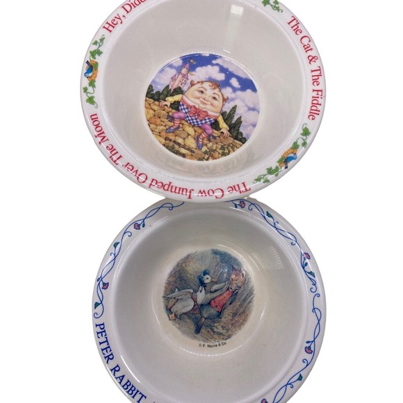 Vintage 1976 Fraser Nursery Rhyme & Eden Peter Rabbit Melamine Bowls Set Of 2 - Picture 2 of 10